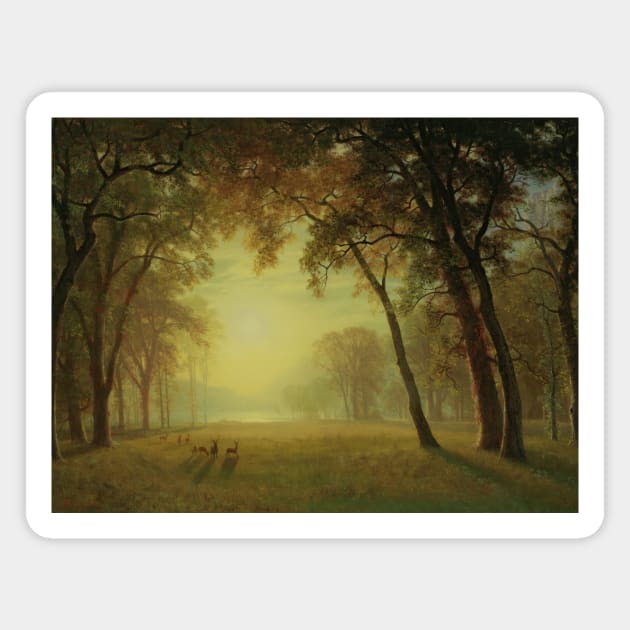 Deer in a Clearing, Yosemite by Albert Bierstadt Magnet by Classic Art Stall